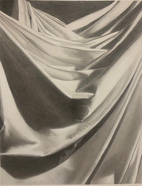 charcoal drapery study and reference photo
